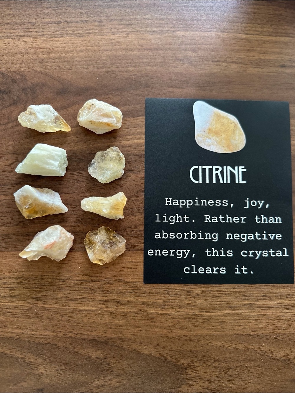 8 pcs Citrine Raw Crystal Stones - Yellow Tumbled Set